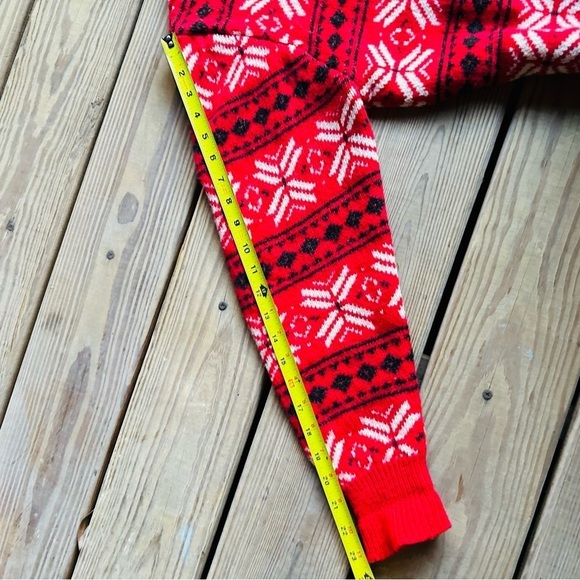 The Woolrich Woman Vintage Wool Sweater Red White Black Knit Crewneck 80s 90s - Picture 5 of 11